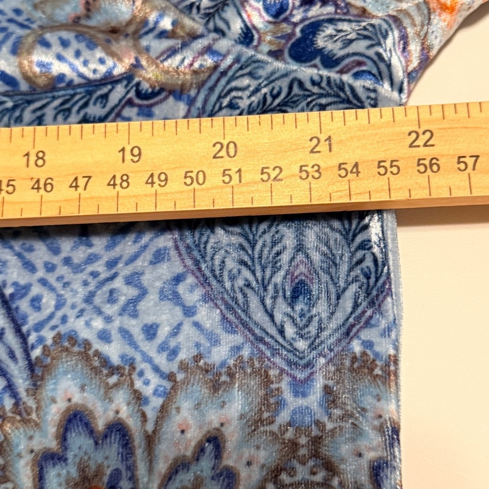 One World Blue Paisley Velvet Sheer Embellished Asymmetric Top XL NWT Boho Fairy - Picture 4 of 16